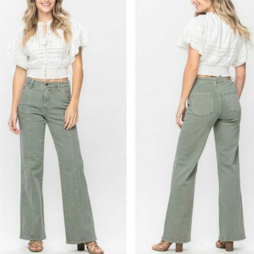 Judy Blue Greenwich high waisted straight leg front seam jeans JB88688 Sz 14W - Picture 2 of 13